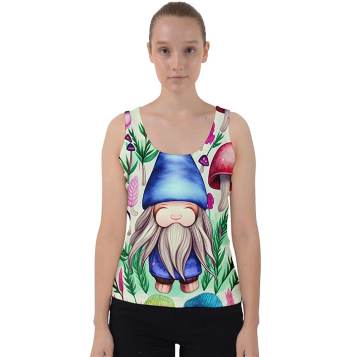 Tiny Mushroom Forest Scene Velvet Tank Top