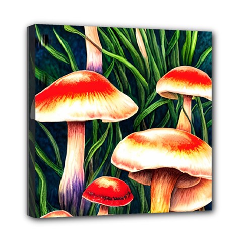 Mushroom Fairy Garden Mini Canvas 8  X 8  (stretched) by GardenOfOphir