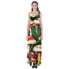 Mushroom Fairy Garden Empire Waist Maxi Dress by GardenOfOphir