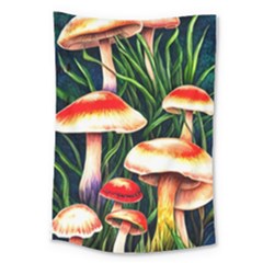 Mushroom Fairy Garden Large Tapestry by GardenOfOphir