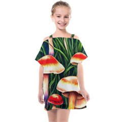 Mushroom Fairy Garden Kids  One Piece Chiffon Dress by GardenOfOphir