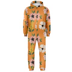 Flower Orange Pattern Floral Hooded Jumpsuit (men) by Dutashop