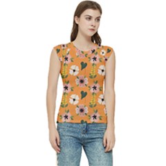 Flower Orange Pattern Floral Women s Raglan Cap Sleeve Tee