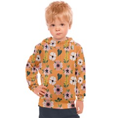 Flower Orange Pattern Floral Kids  Hooded Pullover