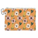 Flower Orange Pattern Floral Canvas Cosmetic Bag (XL) View1