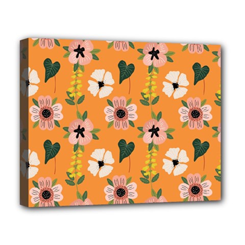 Flower Orange Pattern Floral Deluxe Canvas 20  X 16  (stretched) by Dutashop