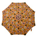 Flower Orange Pattern Floral Hook Handle Umbrellas (Medium) View1