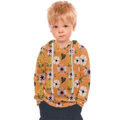 Flower Orange Pattern Floral Kids  Overhead Hoodie