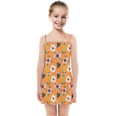 Flower Orange Pattern Floral Kids  Summer Sun Dress