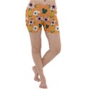 Flower Orange Pattern Floral Lightweight Velour Yoga Shorts View1