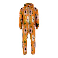 Flower Orange Pattern Floral Hooded Jumpsuit (kids) by Dutashop