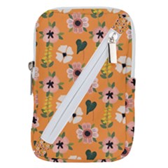 Flower Orange Pattern Floral Belt Pouch Bag (large) by Dutashop