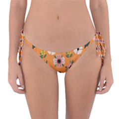 Flower Orange Pattern Floral Reversible Bikini Bottoms by Dutashop