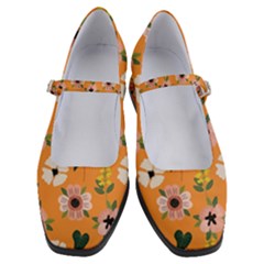 Flower Orange Pattern Floral Women s Mary Jane Shoes by Dutashop