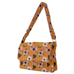 Flower Orange Pattern Floral Full Print Messenger Bag (m)