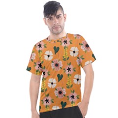 Flower Orange Pattern Floral Men s Sport Top by Dutashop