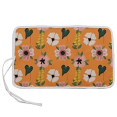 Flower Orange Pattern Floral Pen Storage Case (l)