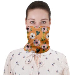 Flower Orange Pattern Floral Face Covering Bandana (adult) by Dutashop