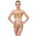 Flower Orange Pattern Floral Layered Top Bikini Set View1