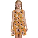 Flower Orange Pattern Floral Kids  Sleeveless Tiered Mini Dress View1