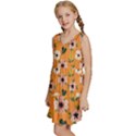 Flower Orange Pattern Floral Kids  Sleeveless Tiered Mini Dress View2