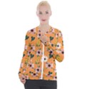 Flower Orange Pattern Floral Casual Zip Up Jacket View1