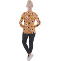 Flower Orange Pattern Floral Casual Zip Up Jacket View2