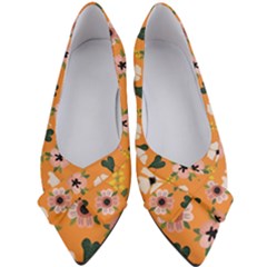 Flower Orange Pattern Floral Women s Bow Heels by Dutashop