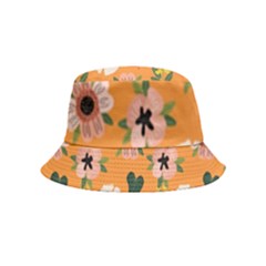 Flower Orange Pattern Floral Inside Out Bucket Hat (kids)