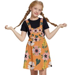 Flower Orange Pattern Floral Kids  Apron Dress by Dutashop