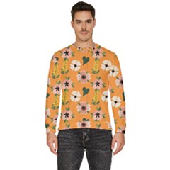 Flower Orange Pattern Floral Men s Fleece Sweatshirt by Dutashop