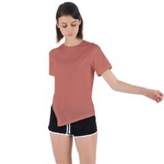 Copper Red	 - 	asymmetrical Short Sleeve Sports Tee by ColorfulSportsWear