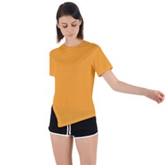 Zinnia Orange	 - 	Asymmetrical Short Sleeve Sports Tee