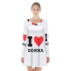 I Love Donna Long Sleeve Velvet V-neck Dress