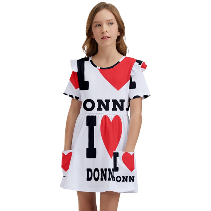 i love donna Kids  Frilly Sleeves Pocket Dress