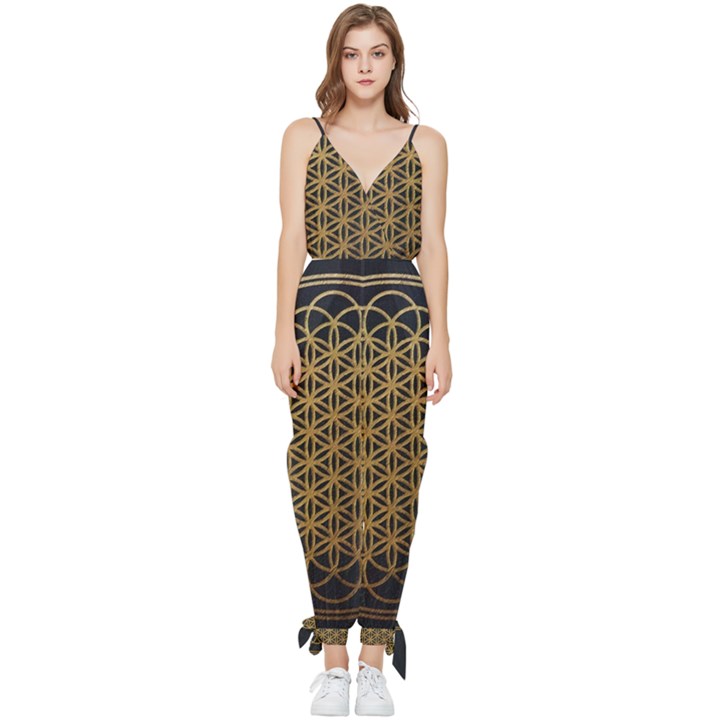 Horizon Sempiternal Bring Abstract Pattern Sleeveless Tie Ankle Chiffon Jumpsuit