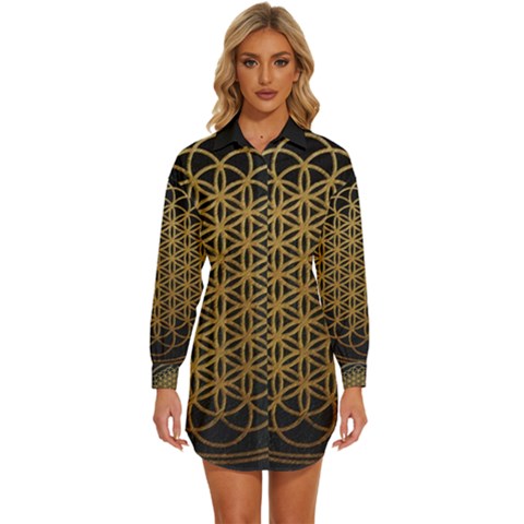 Horizon Sempiternal Bring Abstract Pattern Womens Long Sleeve Shirt Dress by Jancukart