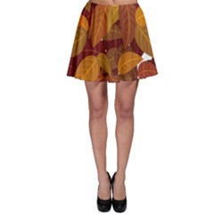 Watercolor Leaves Leaf Orange Skater Skirt