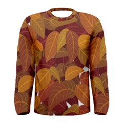 Watercolor Leaves Leaf Orange Men s Long Sleeve Tee