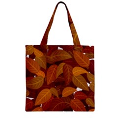 Watercolor Leaves Leaf Orange Zipper Grocery Tote Bag