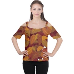 Watercolor Leaves Leaf Orange Cutout Shoulder Tee