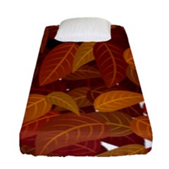 Watercolor Leaves Leaf Orange Fitted Sheet (single Size)