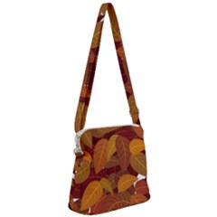 Watercolor Leaves Leaf Orange Zipper Messenger Bag