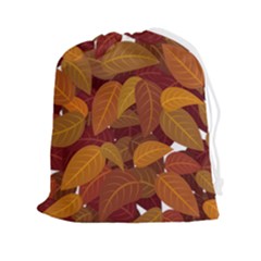 Watercolor Leaves Leaf Orange Drawstring Pouch (2xl)