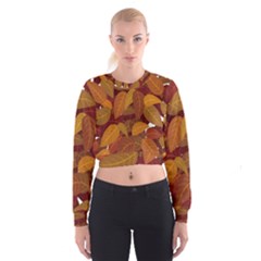 Watercolor Leaves Leaf Orange Cropped Sweatshirt