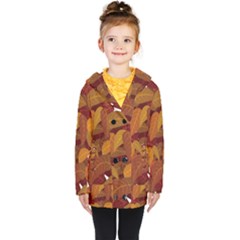 Watercolor Leaves Leaf Orange Kids  Double Breasted Button Coat by Jancukart