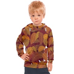 Watercolor Leaves Leaf Orange Kids  Hooded Pullover