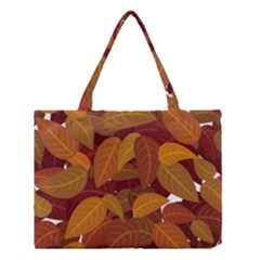 Watercolor Leaves Leaf Orange Medium Tote Bag by Jancukart