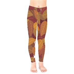 Watercolor Leaves Leaf Orange Kids  Leggings