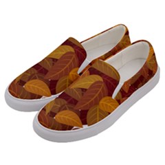 Watercolor Leaves Leaf Orange Men s Canvas Slip Ons